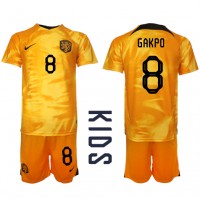 Echipament fotbal Olanda Cody Gakpo #8 Tricou Acasa Mondial 2022 pentru copii maneca scurta (+ Pantaloni scurti)